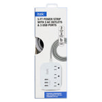 Tabletop Power Strip with 3 Outlets & 3 USB Ports